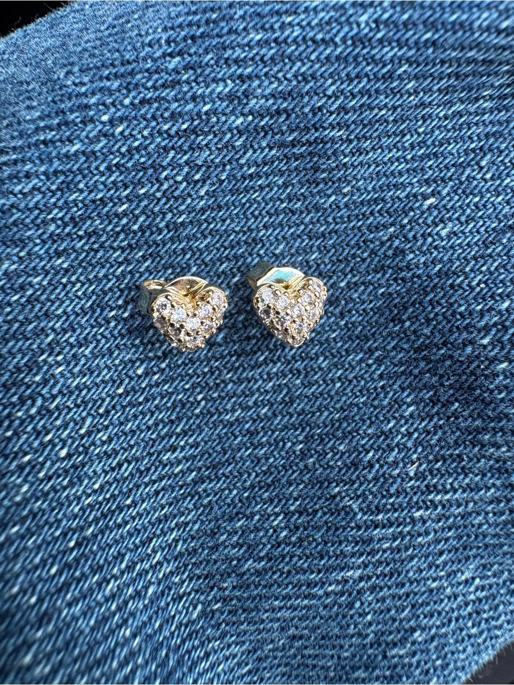 14k Gold Over Sterling Silver Heart Crystal Stud Earrings
